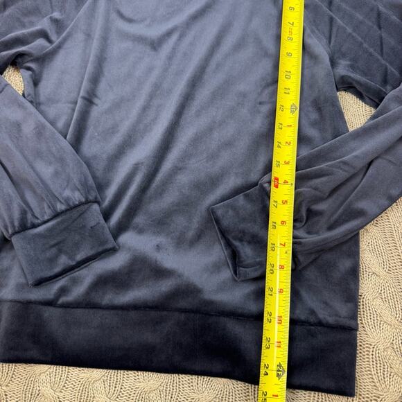 LOFT Midnight Blue Crew Neck Velour Velvet Sweater Small - Picture 5 of 9